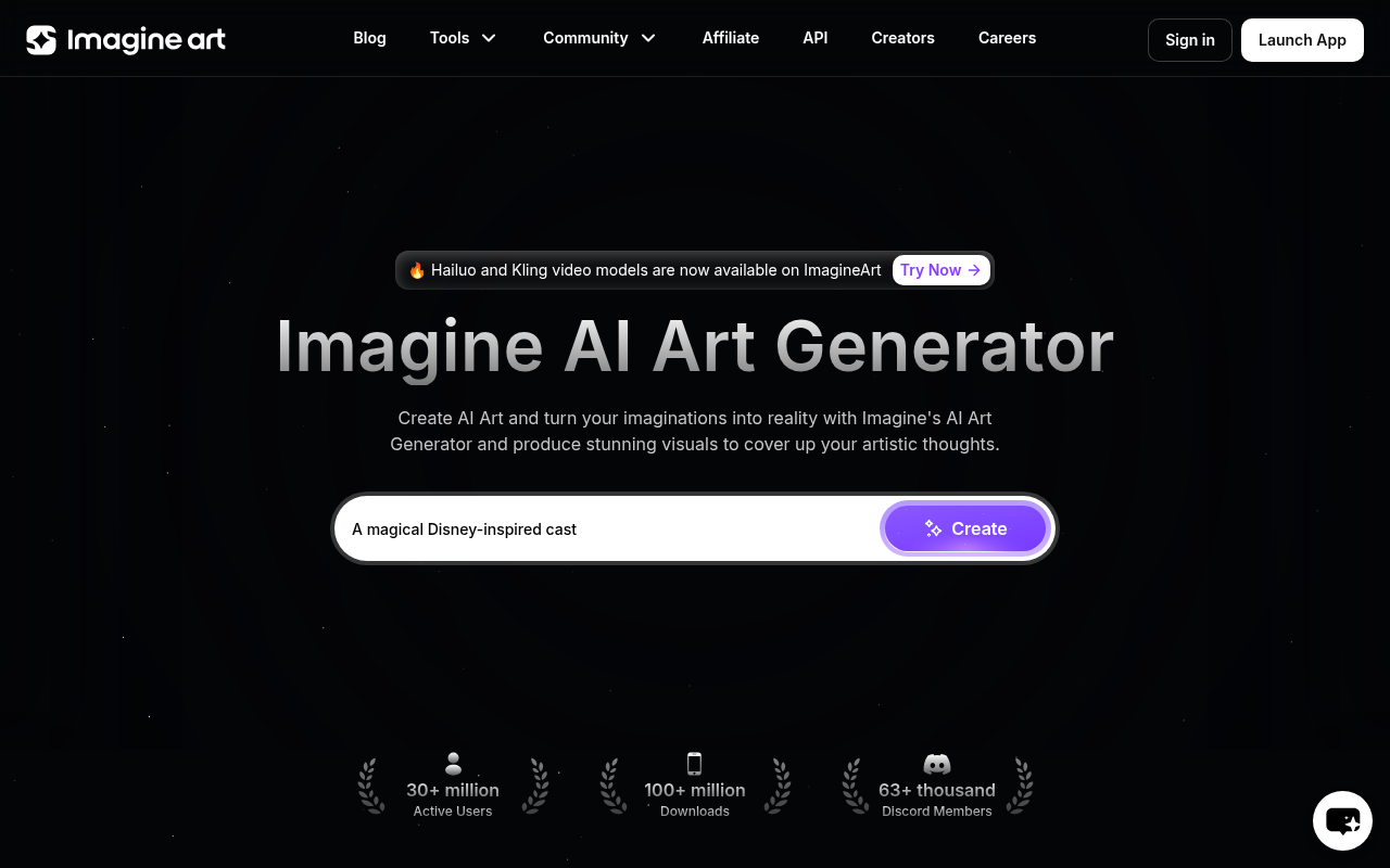 Screenshot of Imagine AI Art Generator: Transform Text into Stunning Visuals