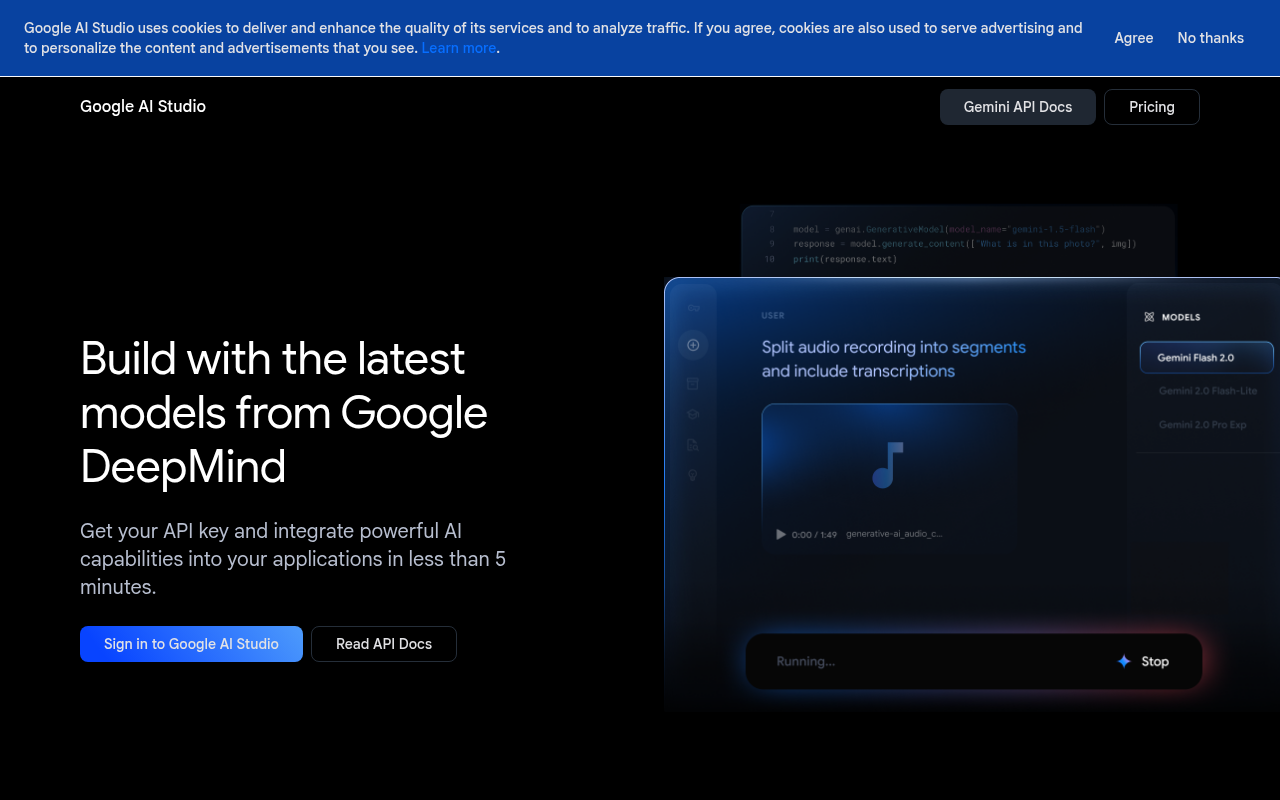 Screenshot of Google AI Studio: Your Fast Track to Gemini AI