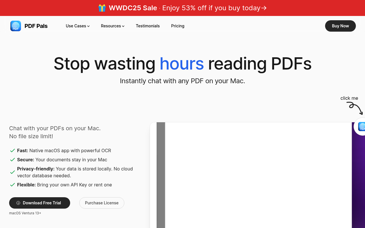 Screenshot of PDF Pals: Your AI-Powered PDF Assistant for Mac