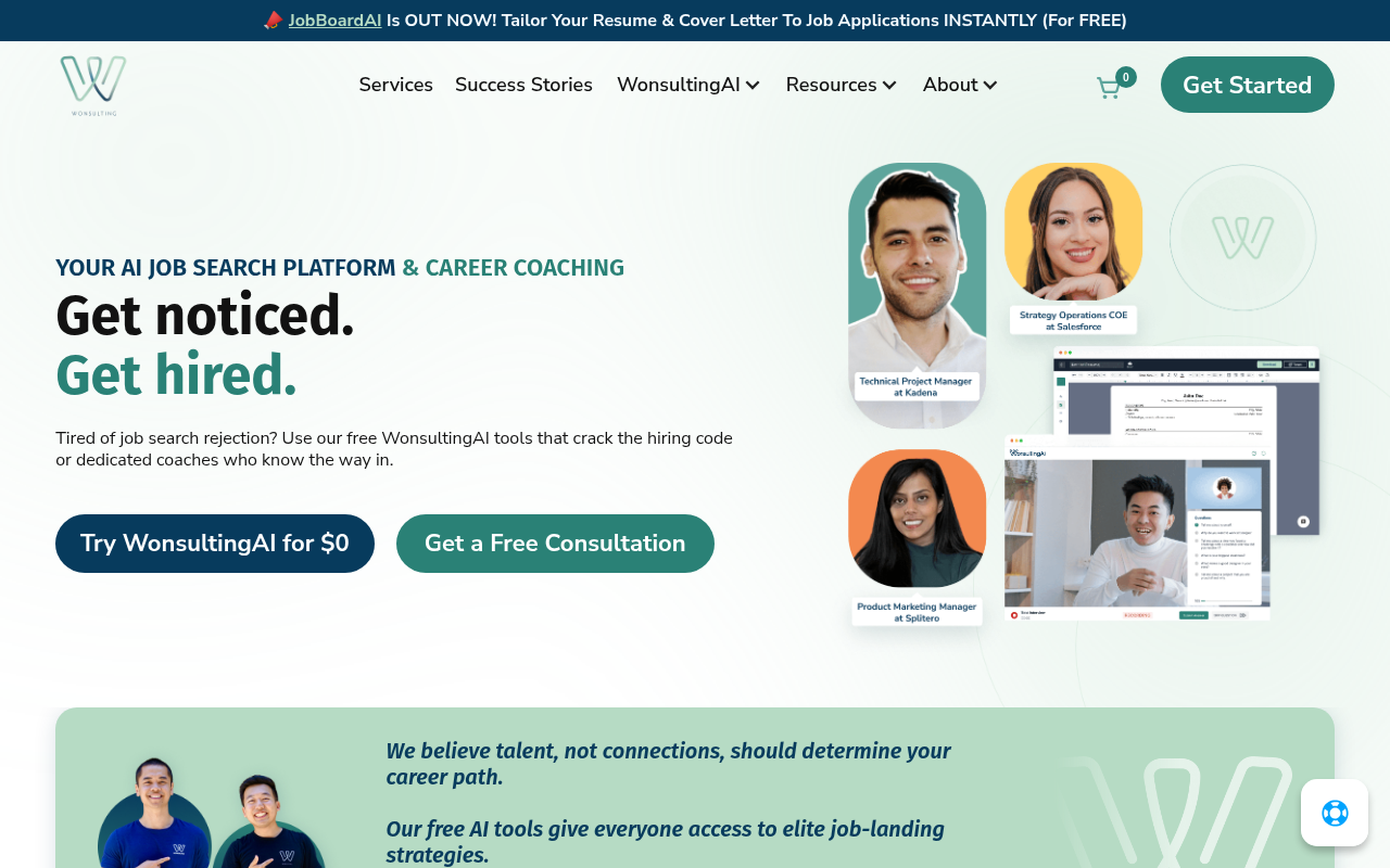 Screenshot of WonsultingAI: Your AI-Powered Path to Career Success