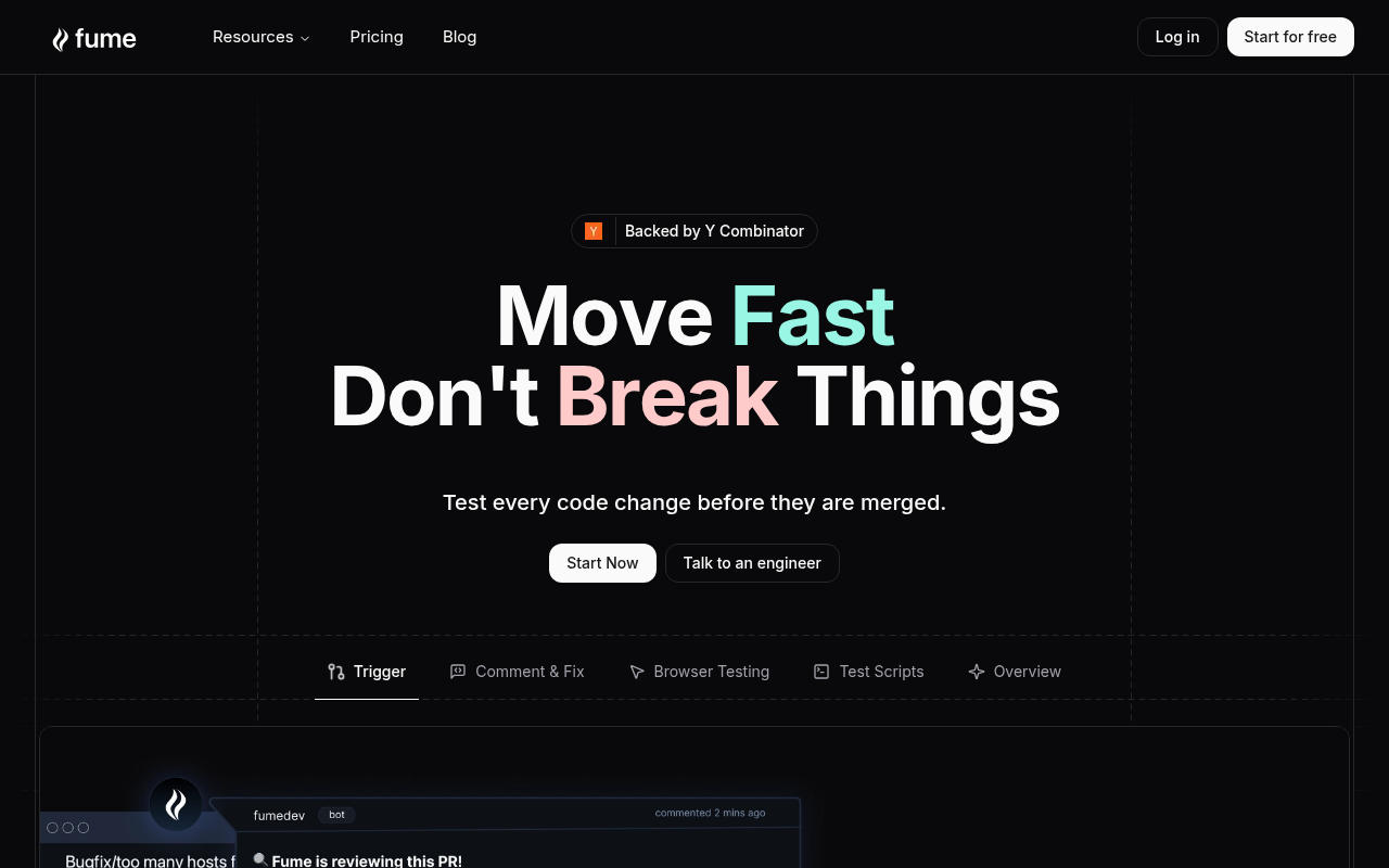 Screenshot of Fume AI: Automate Your Software Development Tasks