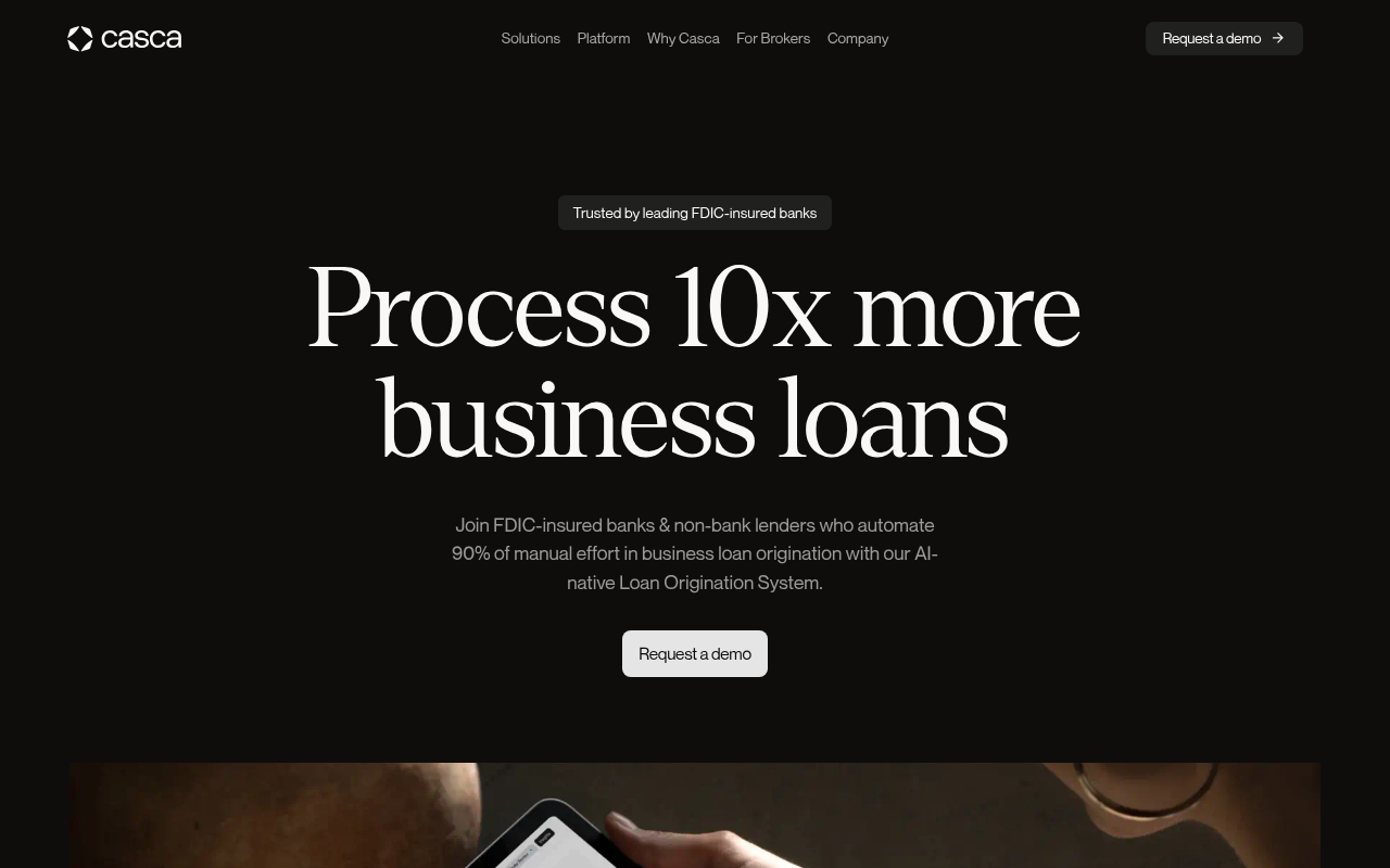Screenshot of Casca AI: Revolutionizing Loan Origination with AI