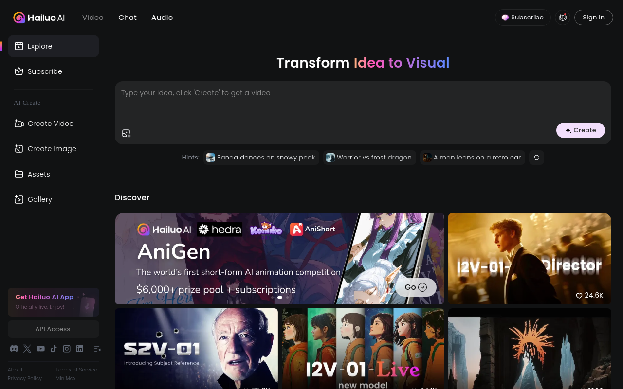 Screenshot of Hailuo AI Video: Transform Your Ideas into Stunning AI Movies