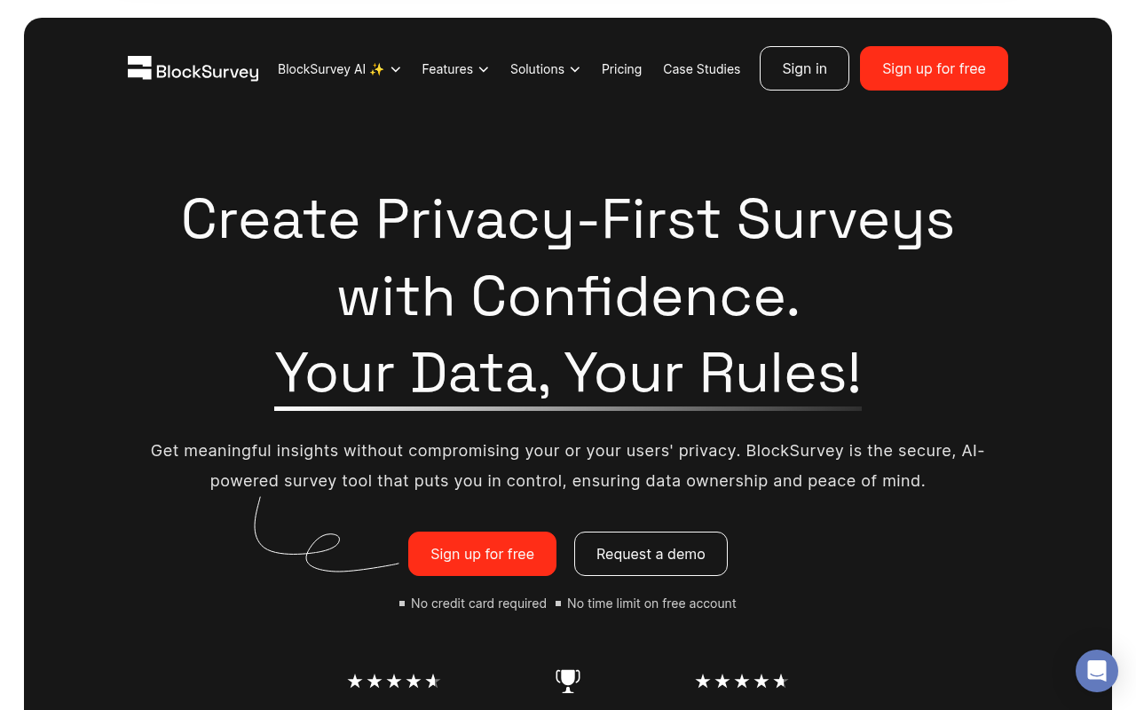 Screenshot of BlockSurvey: Secure, AI-Powered Surveys with Privacy at its Core