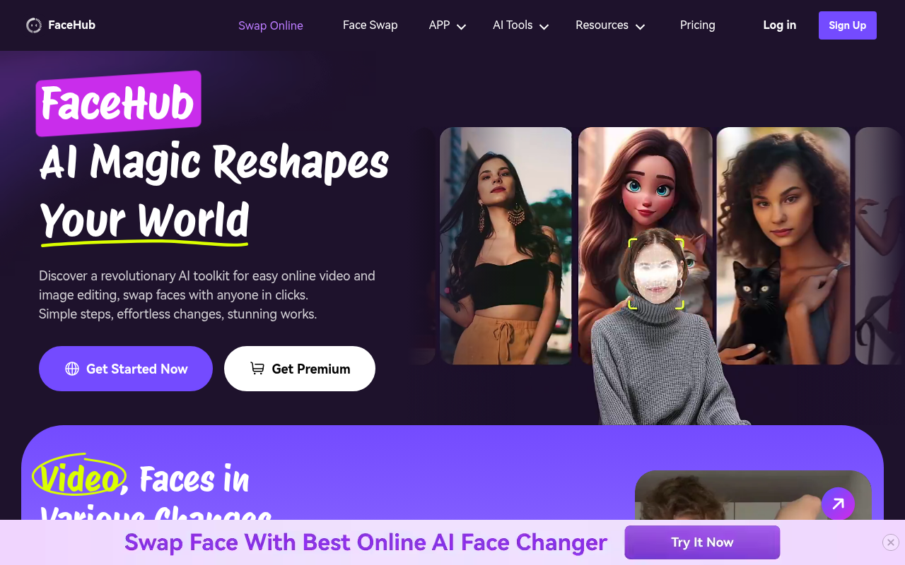 Screenshot of FaceHub: Effortless AI Face Swapping for Images and Videos