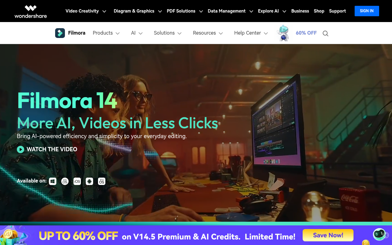 Screenshot of Filmora: Your AI-Powered Video Editing Solution for Stunning Results