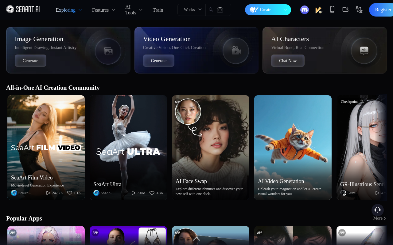Screenshot of SeaArt AI: Your Gateway to Limitless AI Art Creation