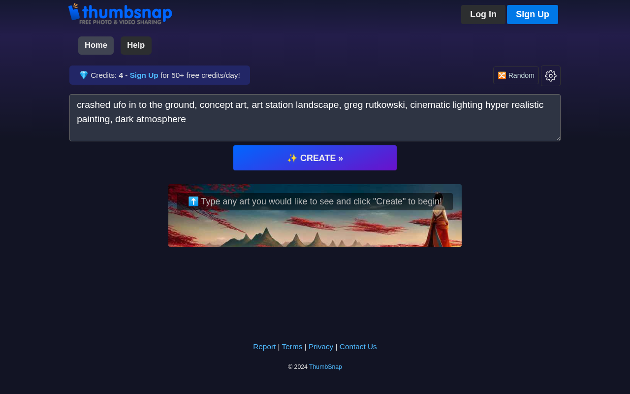 Screenshot of ThumbSnap AI Art Generator: Create Stunning Visuals for Free