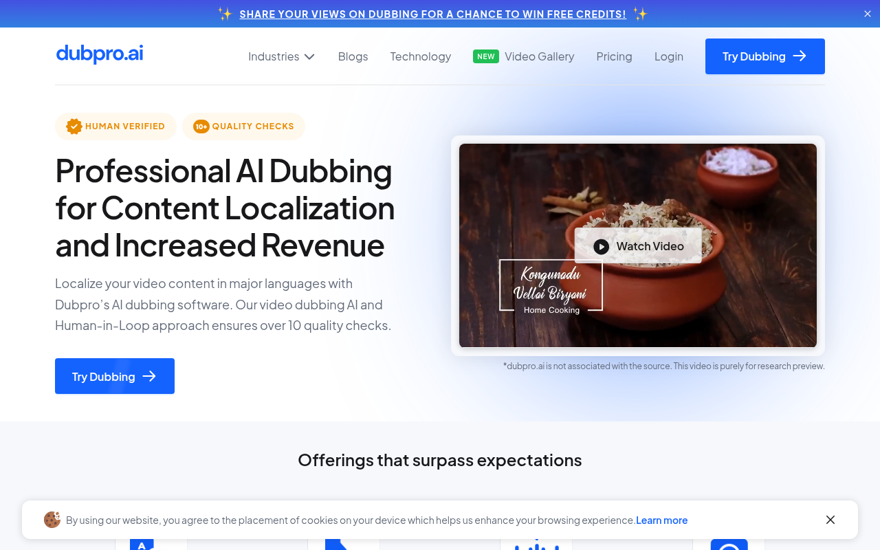 Screenshot of Dubpro.ai: AI-Powered Video Dubbing and Translation