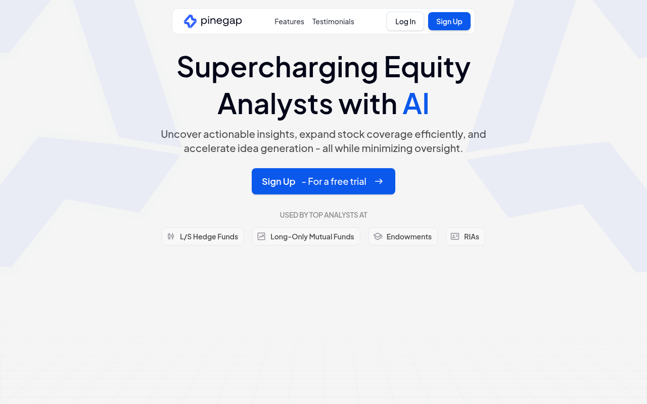 Screenshot of Pinegap AI: Revolutionizing Equity Research with AI