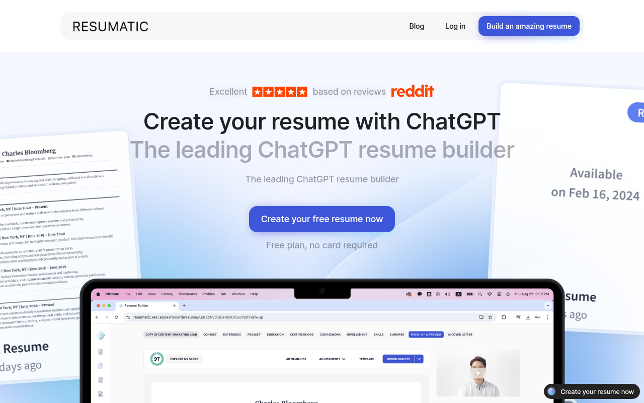 Screenshot of Resumatic: AI-Powered Resume Builder for Your Dream Job