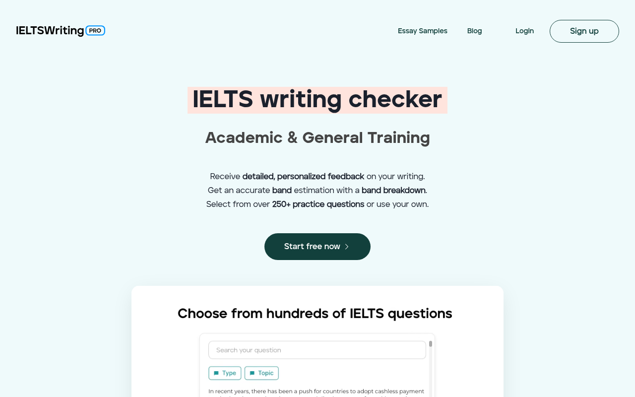 Screenshot of IELTS Writing Pro: AI-Powered Essay Checker for Exam Success