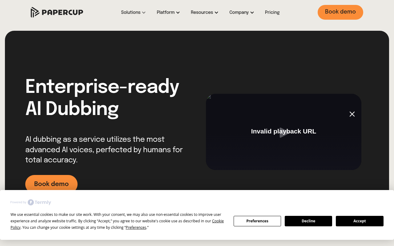 Screenshot of Papercup AI Dubbing: Unlock Global Audiences with Lifelike Translations