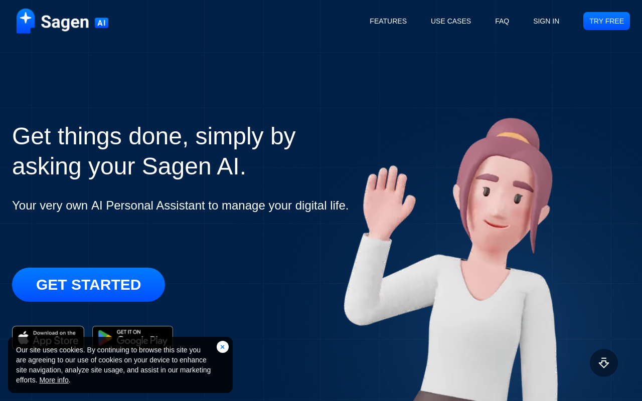 Screenshot of Sagen AI: Your Conversational AI Assistant for Digital Tasks