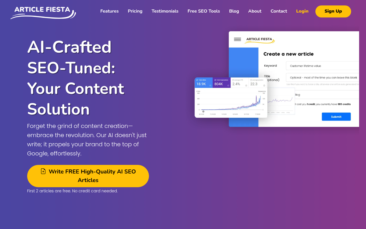 Screenshot of Article Fiesta Review: AI-Powered Content Creation for SEO Success