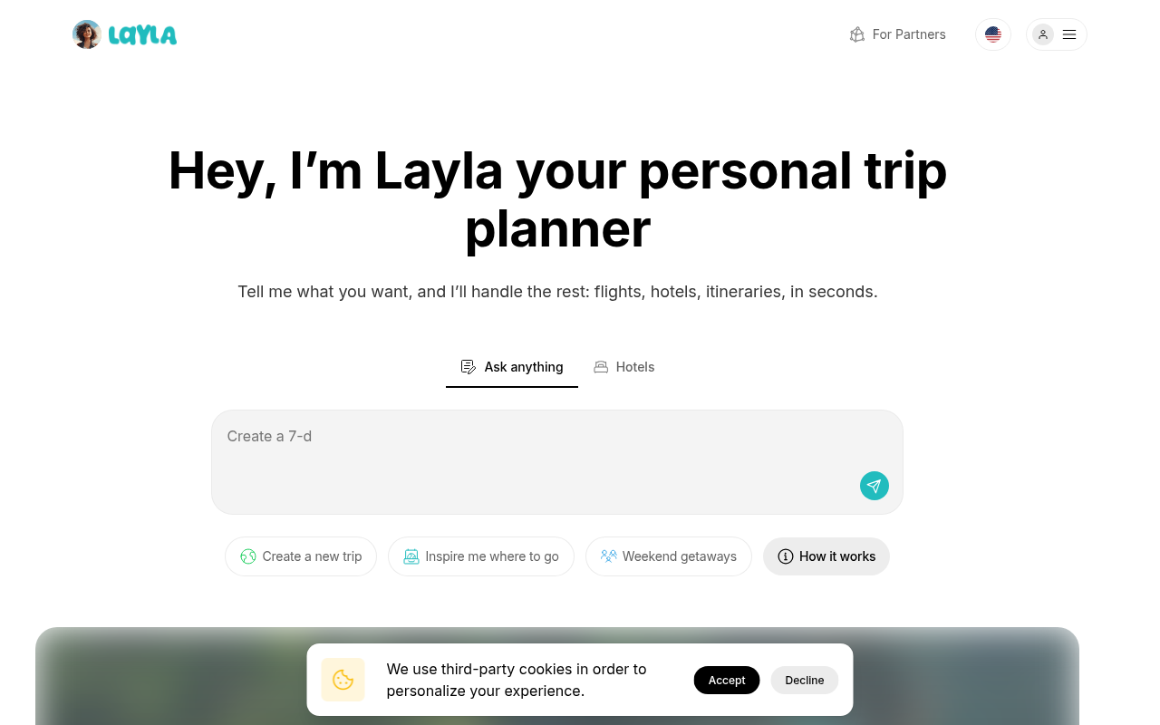Screenshot of Layla: Your AI-Powered Dream Trip Planner