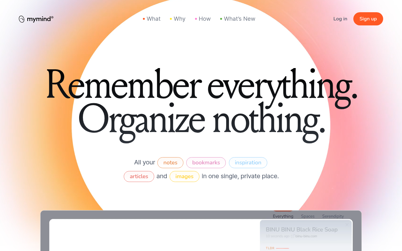 Screenshot of Mymind AI: Your Personal, AI-Powered Digital Brain