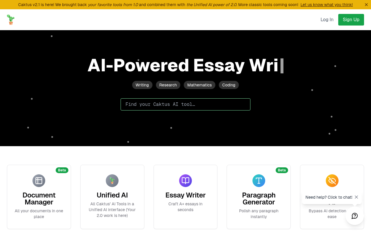 Screenshot of Caktus AI: Your AI-Powered Study & Productivity Assistant