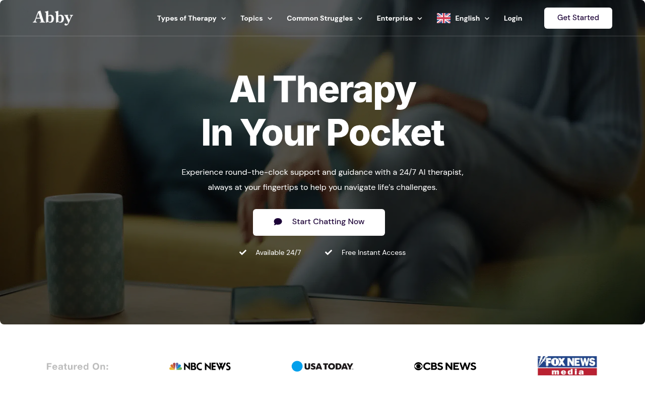 Screenshot of Abby AI: Free, 24/7 AI-Powered Mental Wellness Support