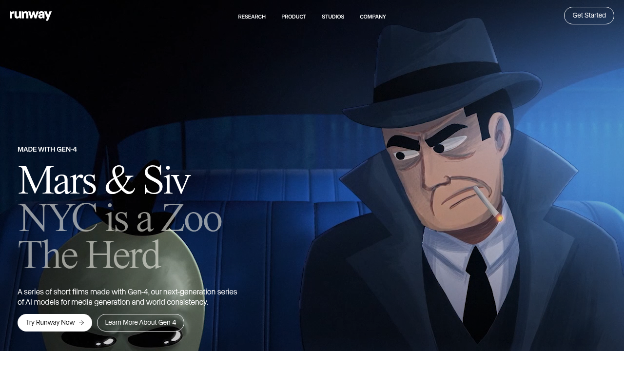 Screenshot of Runway AI: Unleashing Creativity with AI-Powered Tools