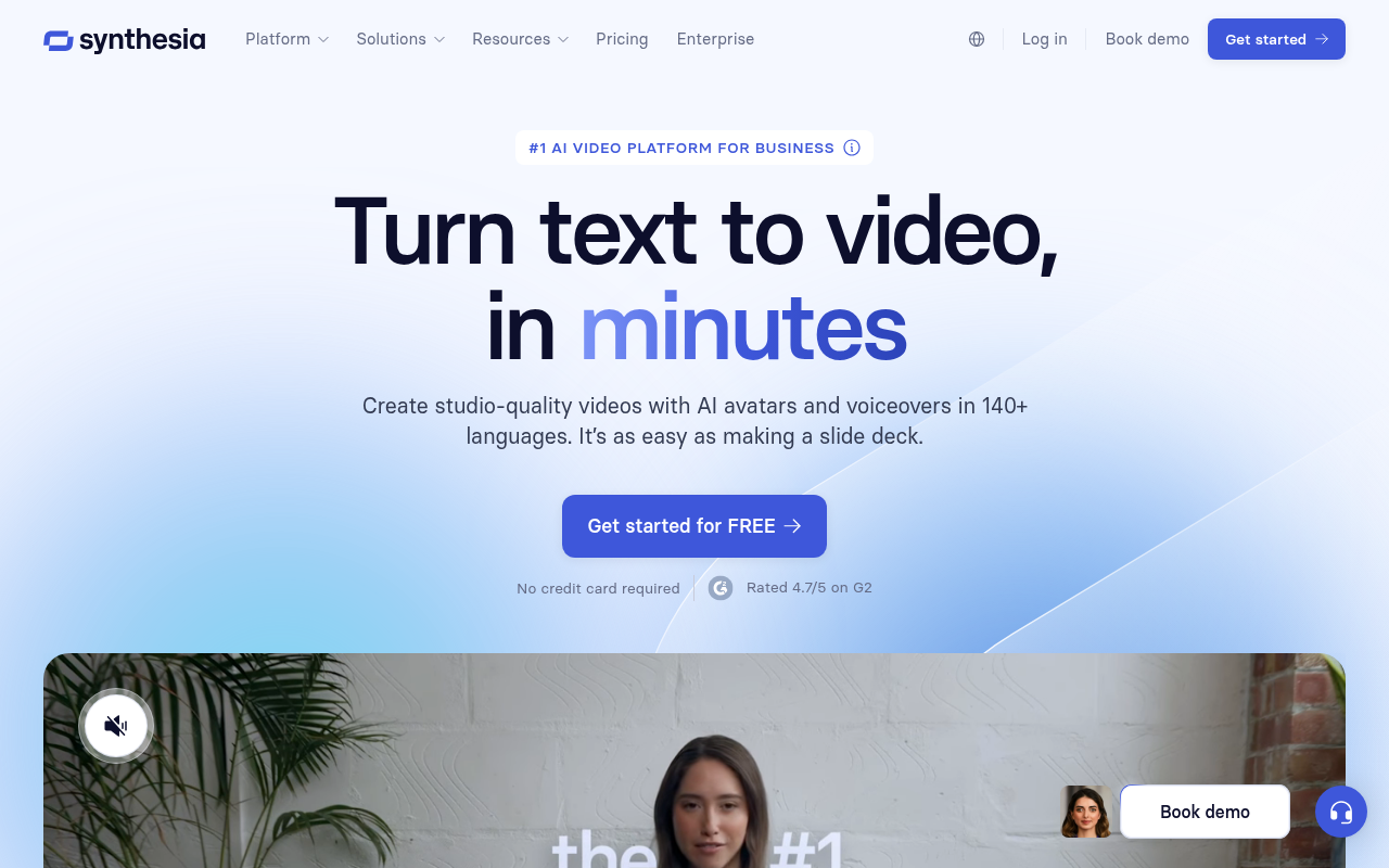 Screenshot of Synthesia: AI Video Creation Simplified - Generate Videos from Text