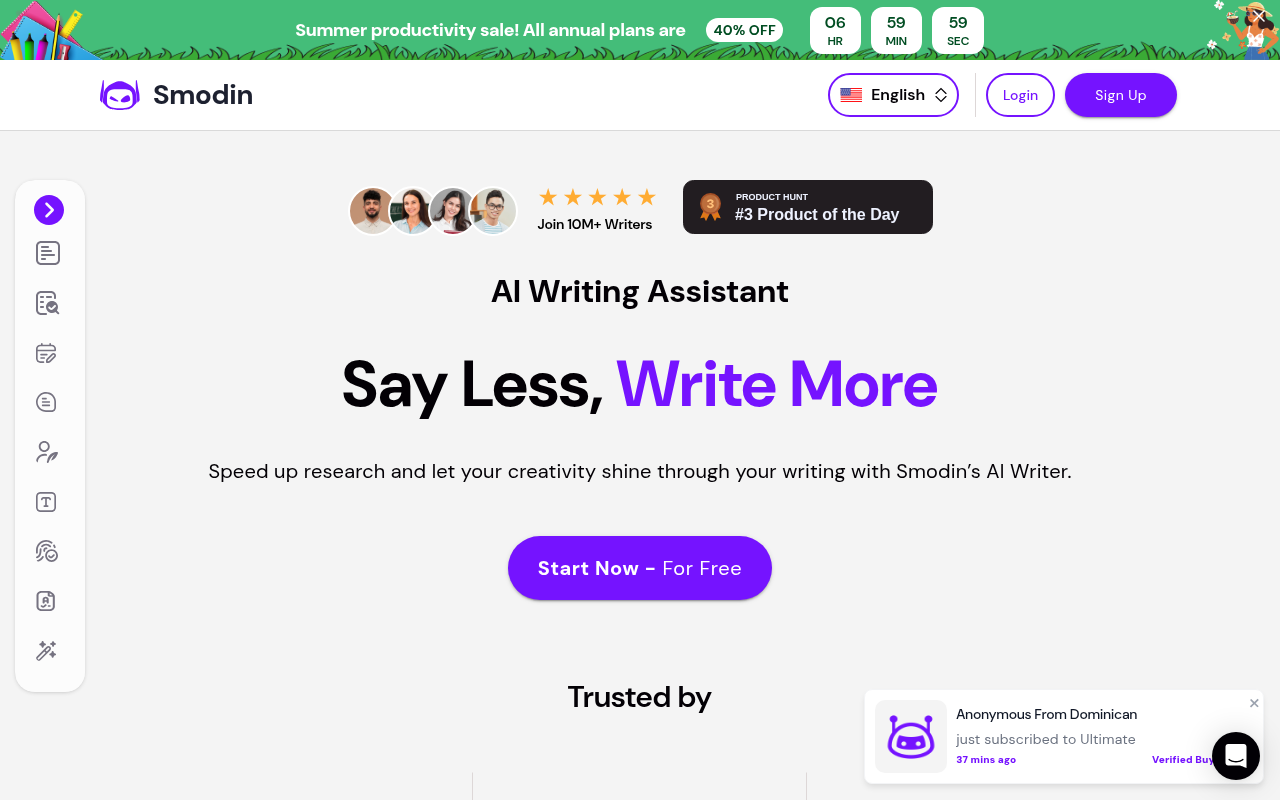 Screenshot of Smodin Review: Your AI-Powered Content Partner