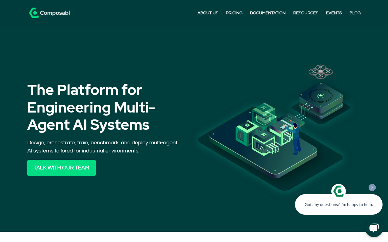 Screenshot of Composabl AI: Revolutionizing Industrial Automation with Skill-Based Agents