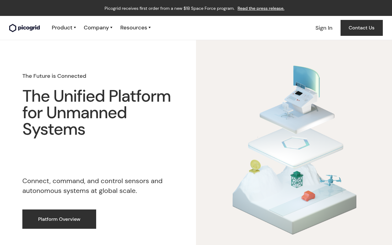 Screenshot of Picogrid: Your Central Hub for Autonomous Systems Management