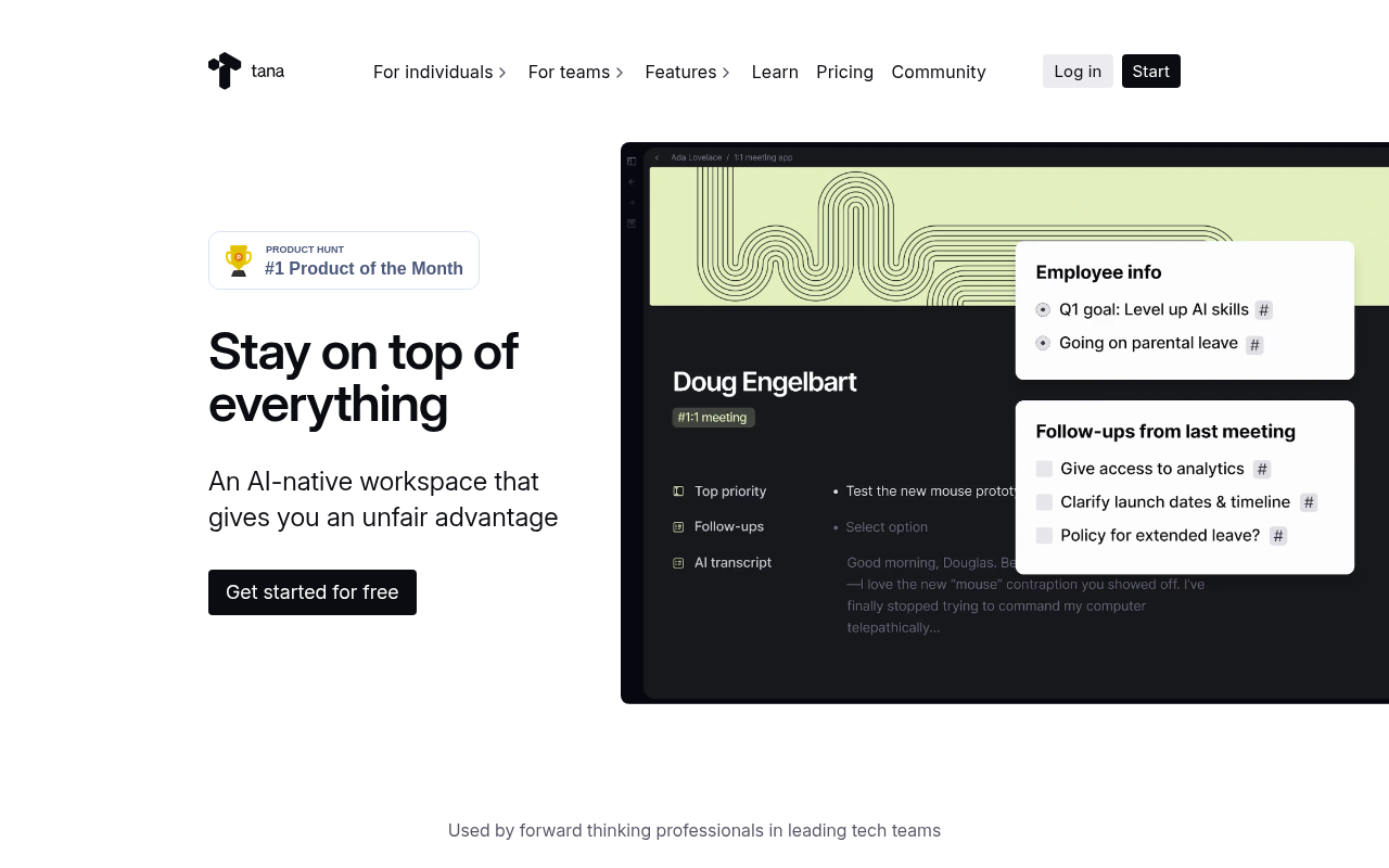 Screenshot of Tana: AI-Powered Workspace for Effortless Productivity