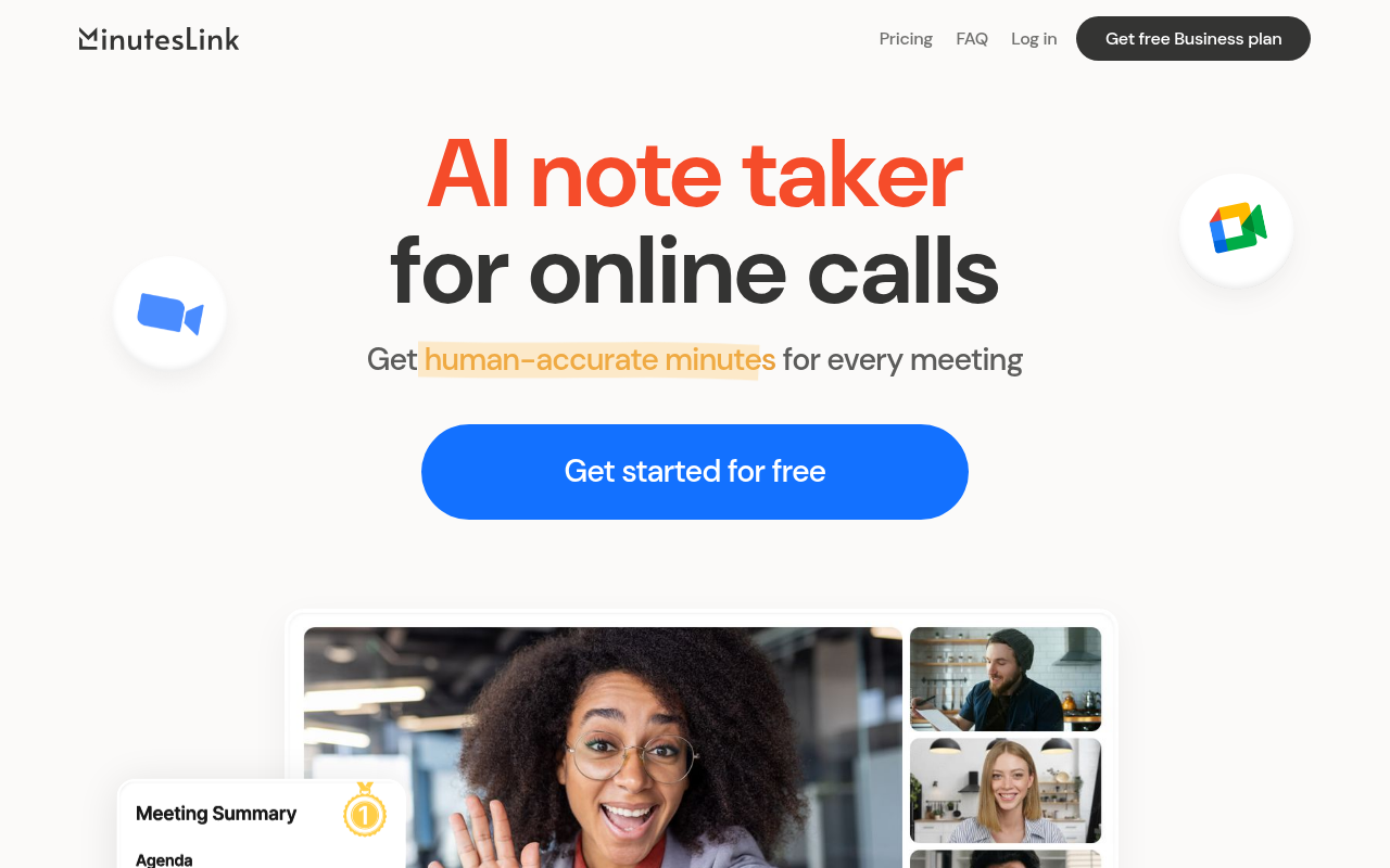 Screenshot of MinutesLink: AI-Powered Meeting Minutes Made Easy