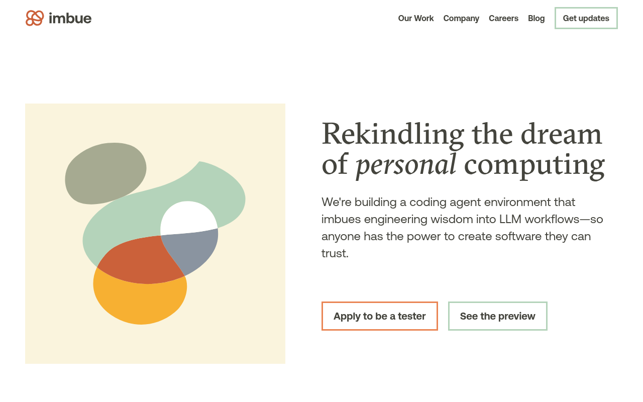 Screenshot of Imbue AI: Democratizing Software Creation with Reliable AI