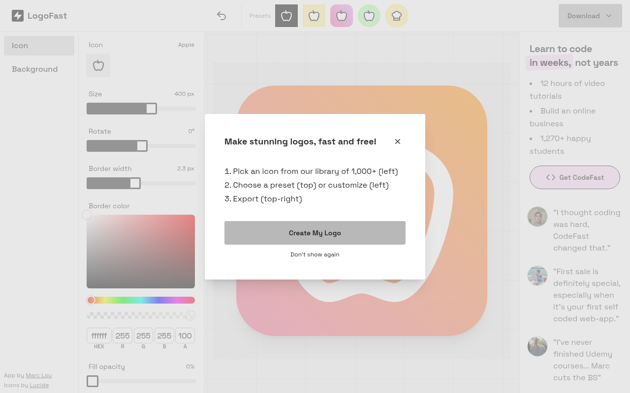 Screenshot of LogoFast Review: AI-Powered Logo Design Made Easy