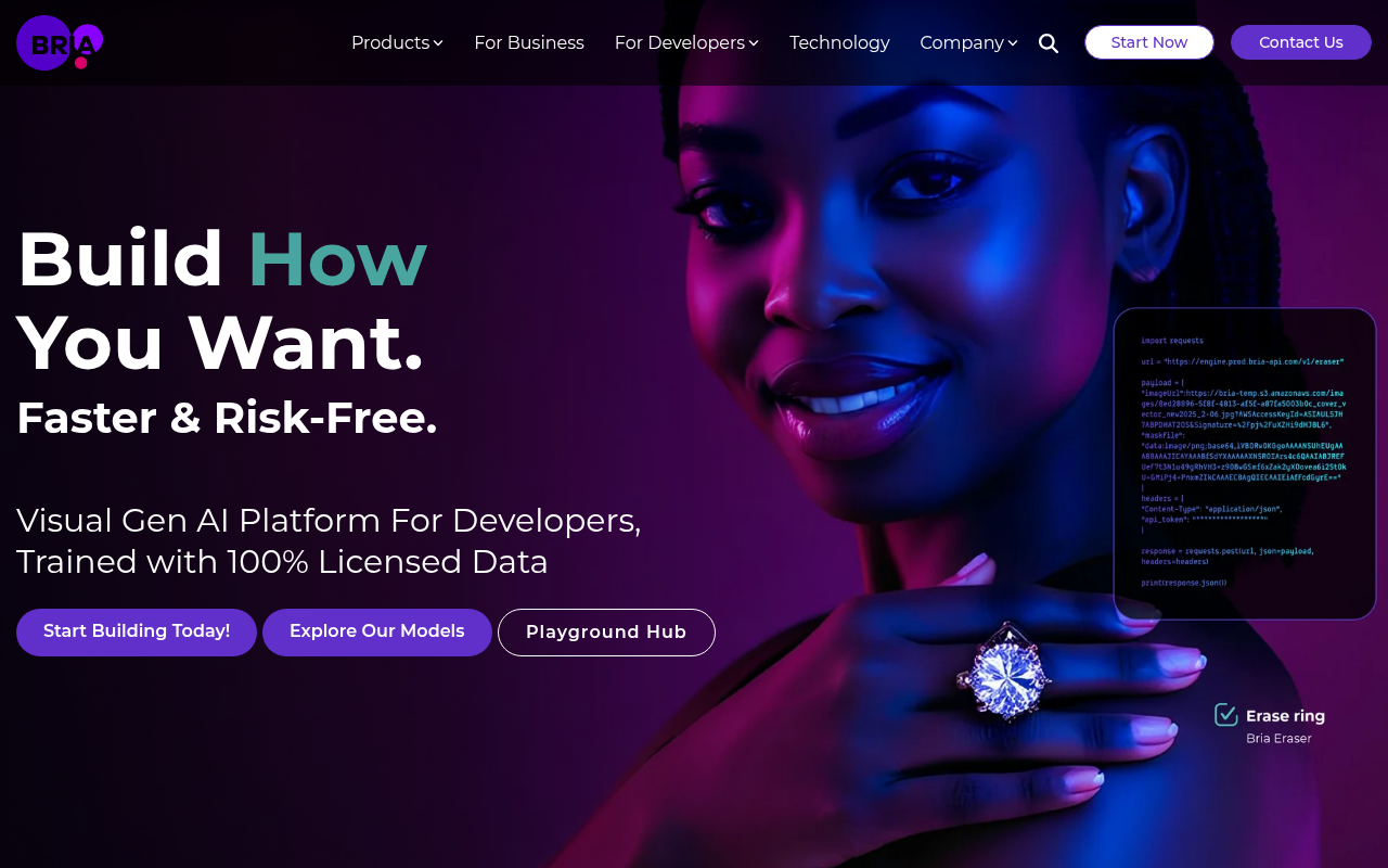 Screenshot of Bria AI: Scalable & Responsible AI Image Generation for Enterprises