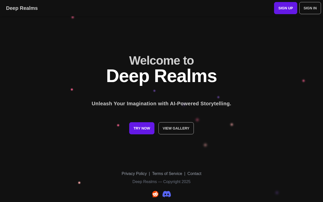 Screenshot of Deep Realms: Unleash Your Imagination with AI Storytelling