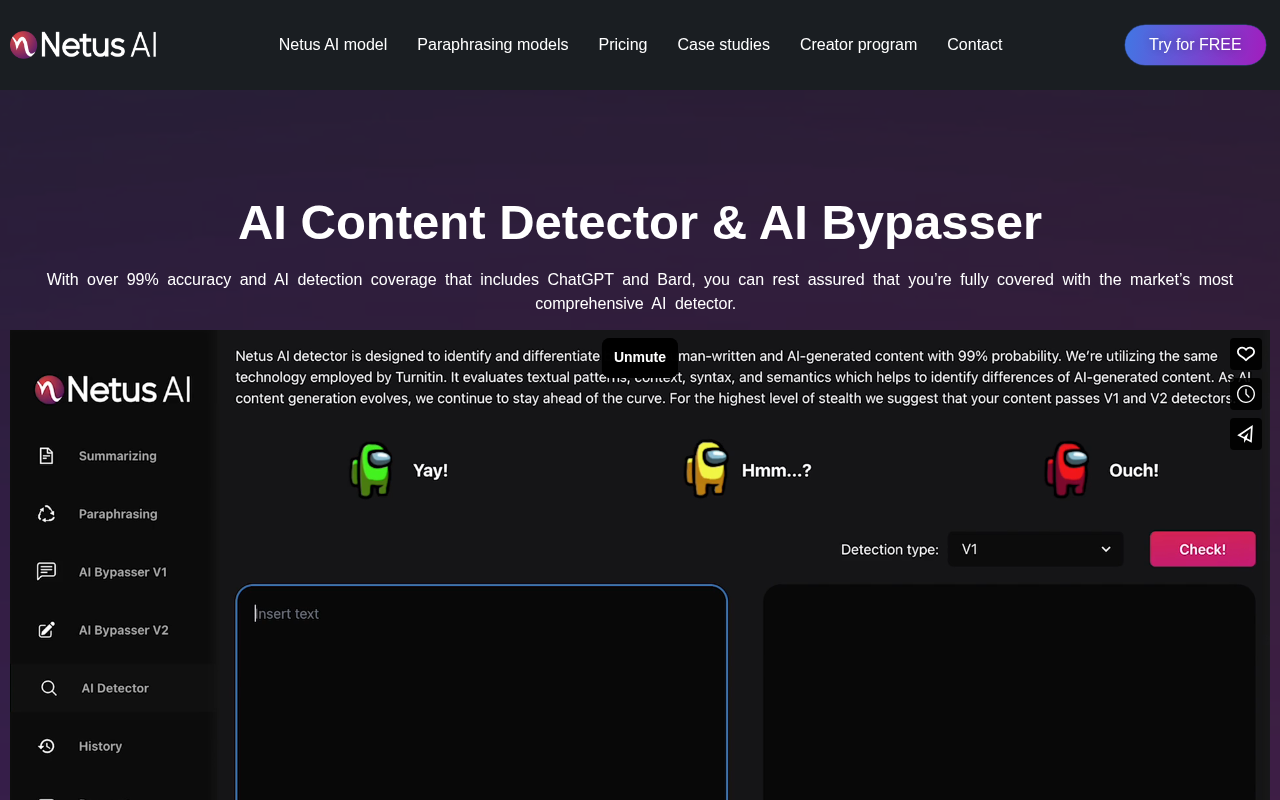 Screenshot of Netus AI: The Undetectable AI Content Solution