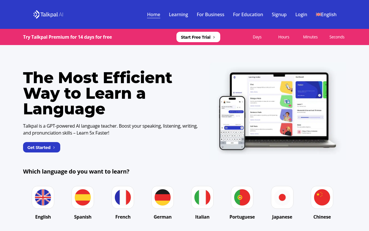 Screenshot of TalkPal: Your AI-Powered Language Learning Partner