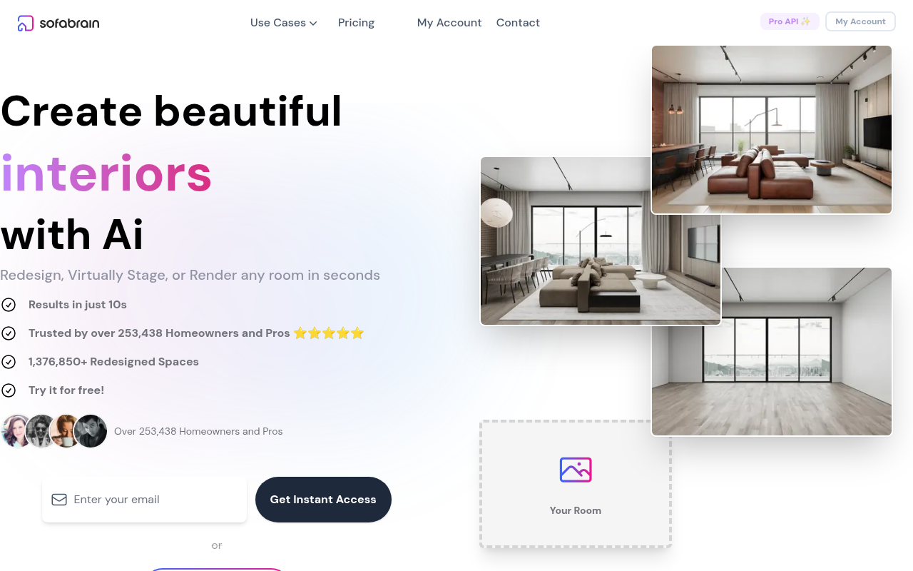 Screenshot of SofaBrain: AI-Powered Interior Design & Virtual Staging Revolution