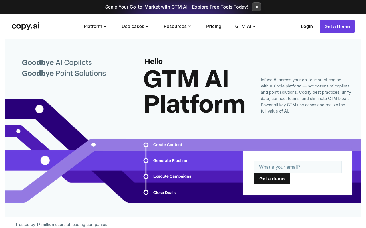 Screenshot of Copy.ai: Revolutionizing Marketing with AI Automation
