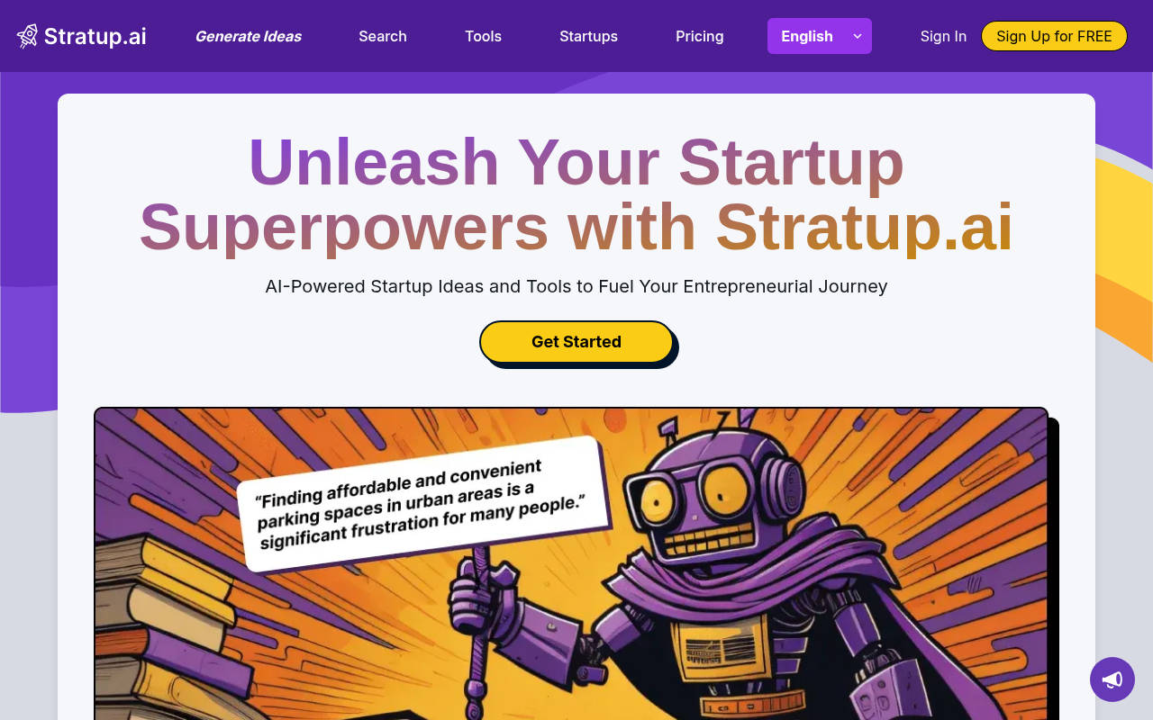 Screenshot of Stratup.ai: Unleash Your Inner Entrepreneur with AI-Powered Startup Ideas