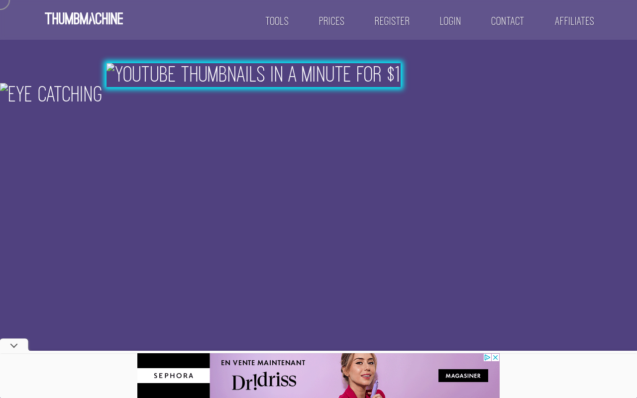 Screenshot of Thumbmachine AI: Create Click-Worthy YouTube Thumbnails in Seconds