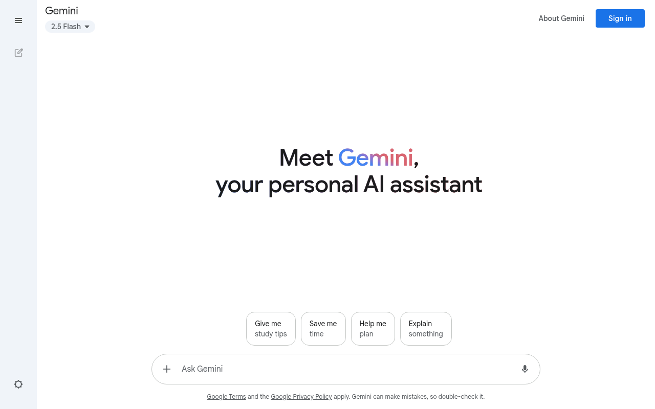 Screenshot of Gemini AI: Your Google-Powered Productivity Partner