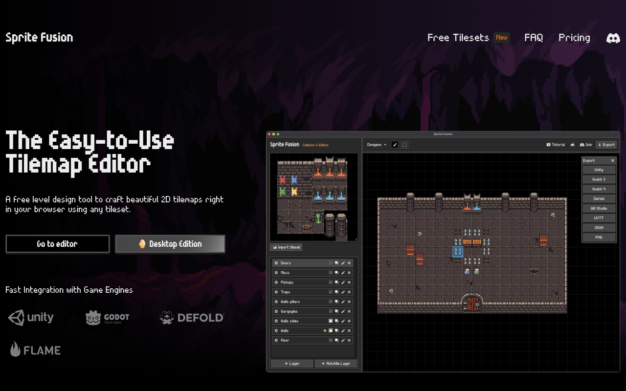 Screenshot of Sprite Fusion: Free Online Tilemap Editor for Game Developers