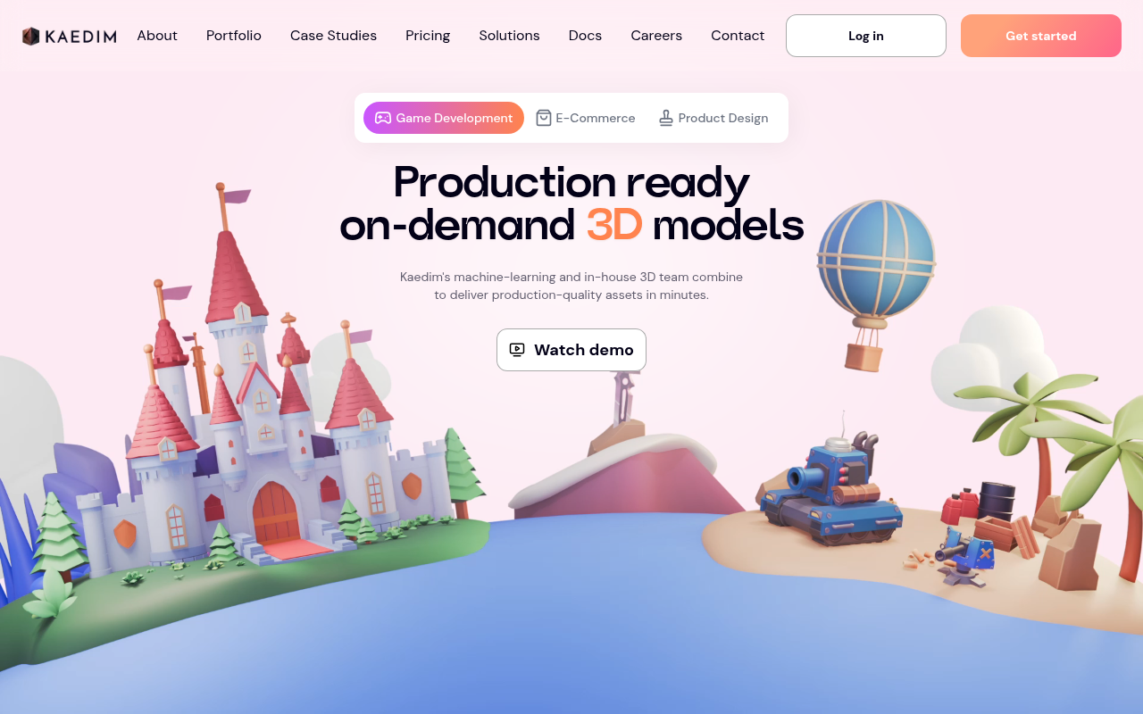 Screenshot of Kaedim: AI-Powered 3D Model Generation for Game Development