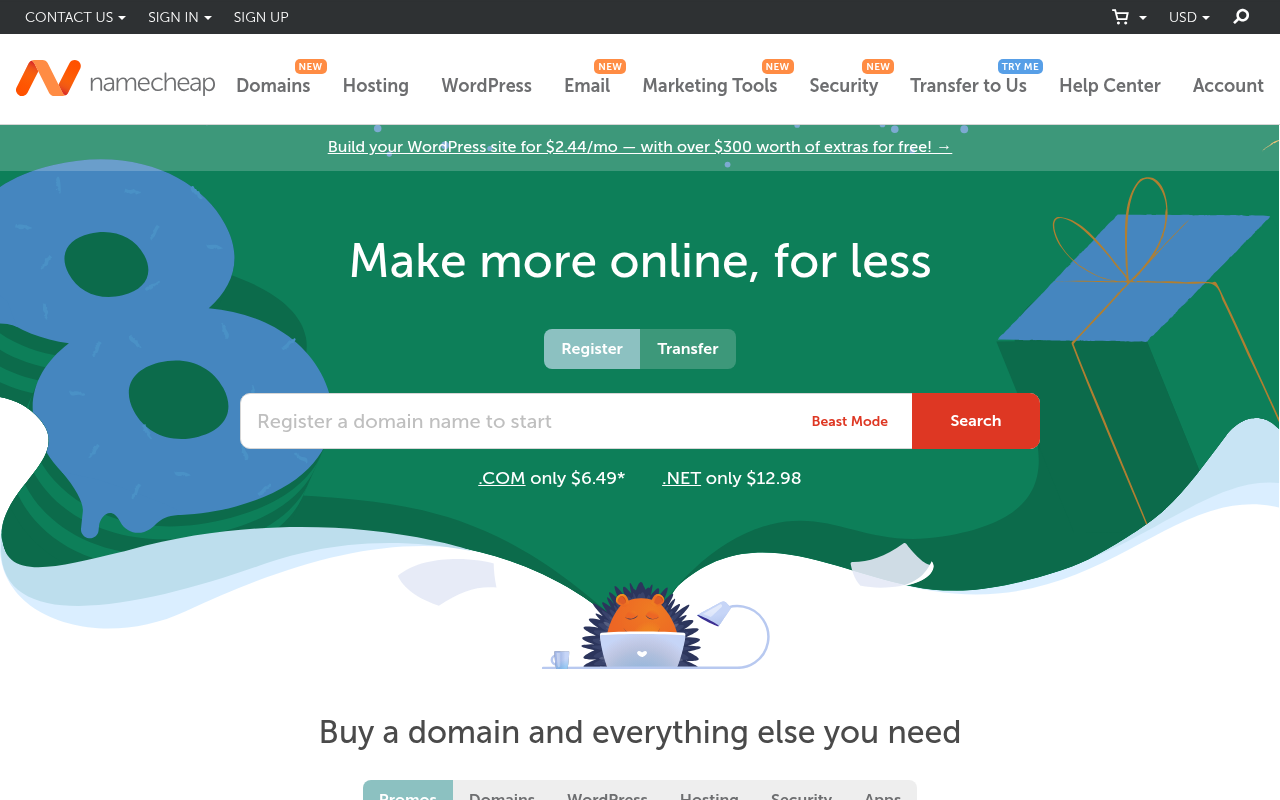 Screenshot of Namecheap: Your Gateway to Affordable Domain Registration and More