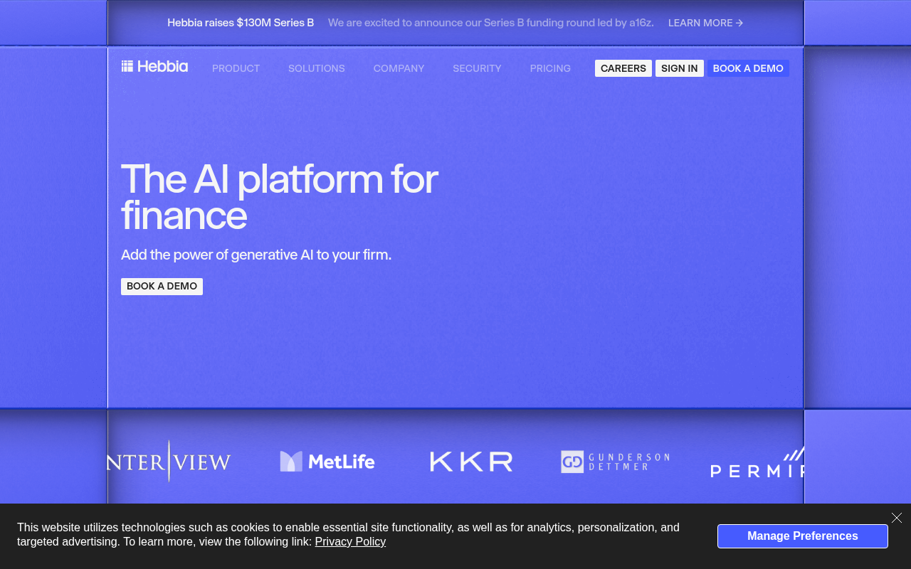 Screenshot of Hebbia AI: Your Intelligent Research Assistant for Serious Work