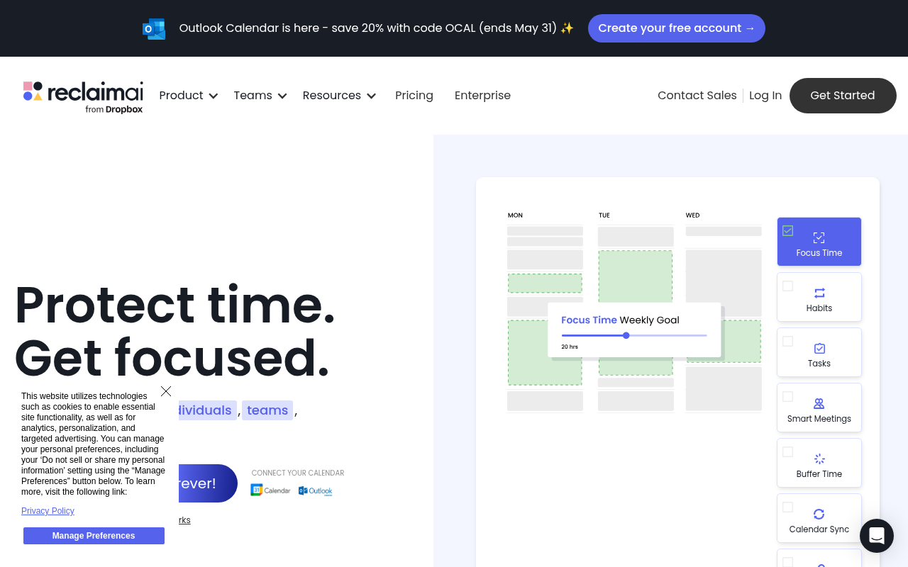Screenshot of Reclaim AI: Your Smart Calendar Assistant for Peak Productivity