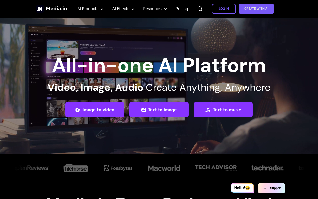 Screenshot of Media.io: Your AI-Powered Multimedia Creation Suite