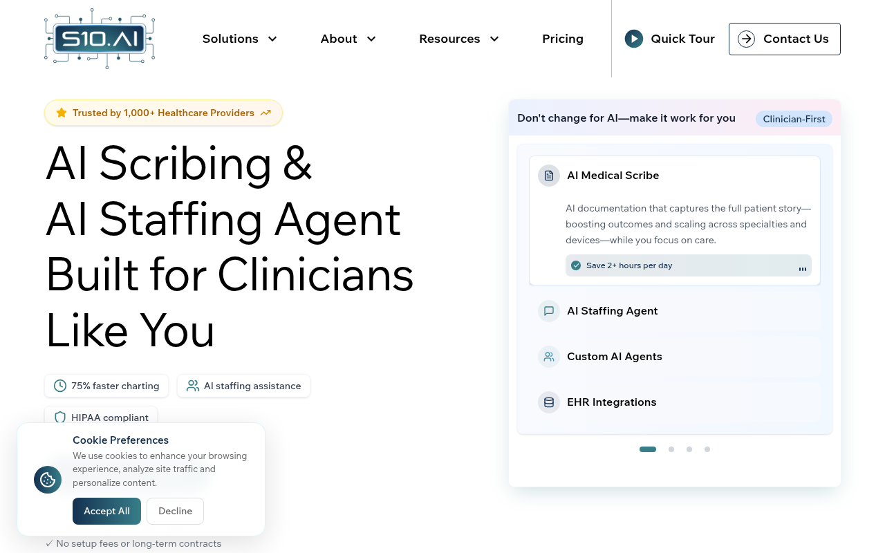 Screenshot of S10.AI Review: Revolutionizing Clinical Documentation with AI