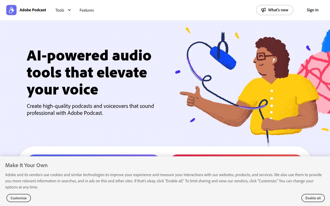 Screenshot of Adobe Podcast: AI-Powered Audio Recording & Editing Review
