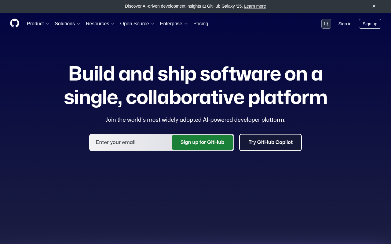 Screenshot of GitHub: The Collaborative Hub for Software Development